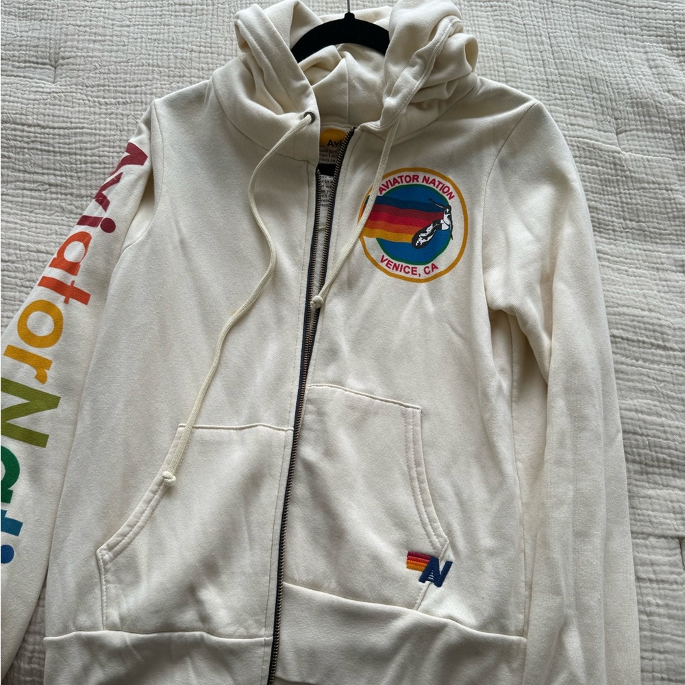 AVIATOR NATION HOODIE - VINTAGE WHITE size S